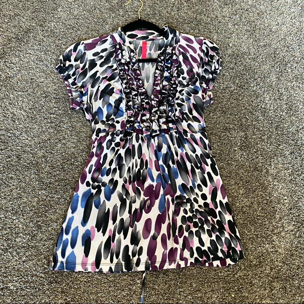 Women short sleeve cheetah top - Medium